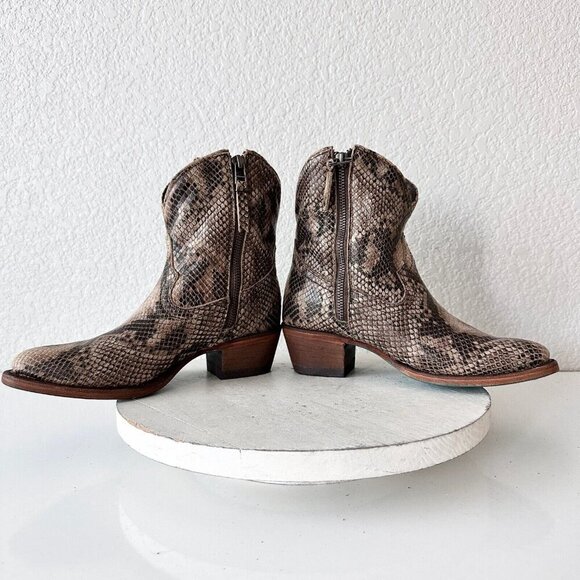 Lane PLAIN JANE Womens Short Cowboy Boots 5.5 Cowgirl Western Brown Animal Print - Picture 7 of 11